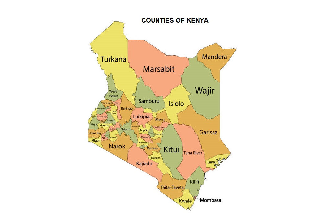 kenya county numbers from 1 to 47 map